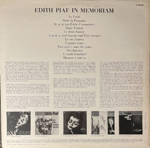 Edith Piaf : In Memoriam (LP, Comp, Mono)
