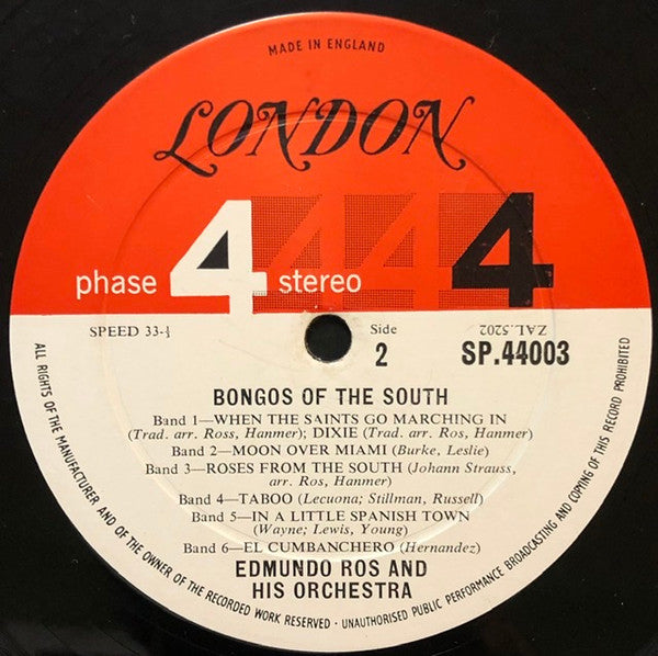 Edmundo Ros & His Orchestra : Bongos From The South (LP, Album, Gat)