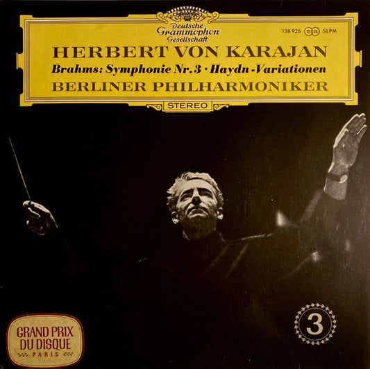 Johannes Brahms, Herbert von Karajan, Berliner Philharmoniker : Symphonie Nr. 3 • Haydn-Variationen (LP, RP)