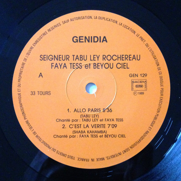 Tabu Ley Rochereau & Faya Tess & Beyou Ciel : Seigneur Tabu Ley Rochereau, Faya Tess Et Beyou Ciel (LP)