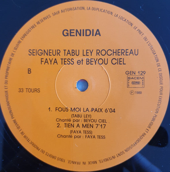 Tabu Ley Rochereau & Faya Tess & Beyou Ciel : Seigneur Tabu Ley Rochereau, Faya Tess Et Beyou Ciel (LP)