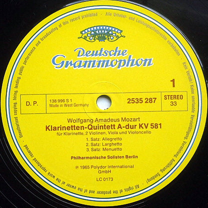 Wolfgang Amadeus Mozart, Philharmonische Solisten Berlin : Klarinettenquintett KV 581 / Oboenquartett KV 370 (LP, RE)