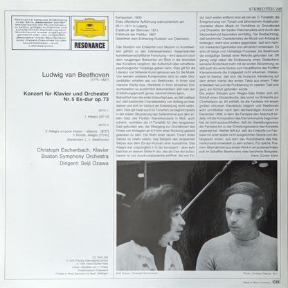 Ludwig Van Beethoven - Christoph Eschenbach, Boston Symphony Orchestra, Seiji Ozawa : Klavierkonzert Nr.5 Es-dur Op. 73 (LP, RE)