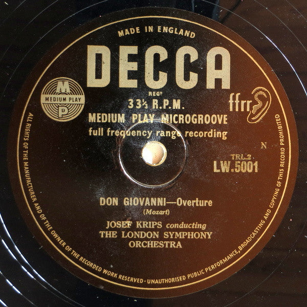 Wolfgang Amadeus Mozart - Josef Krips Conducting London Symphony Orchestra : Don Giovanni / The Magic Flute (10", Med)