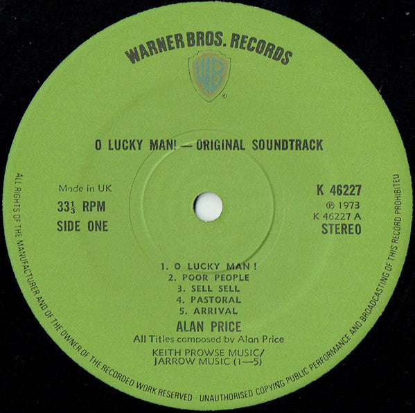 Alan Price : O Lucky Man! (Original Soundtrack) (LP, Album, Gat)