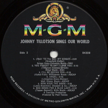 Johnny Tillotson : Johnny Tillotson Sings Our World (LP, Mono)