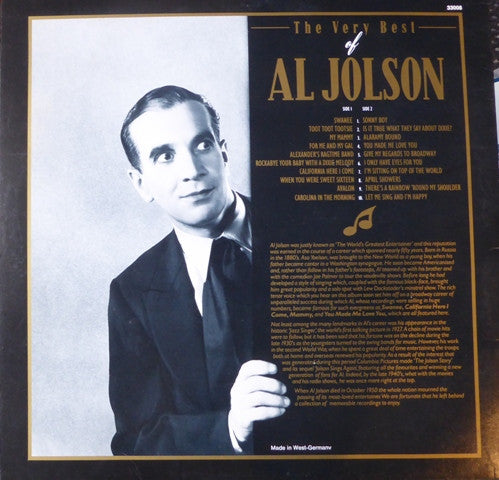 Al Jolson : The Very Best Of Al Jolson - 20 Greatest Hits (LP, Comp)