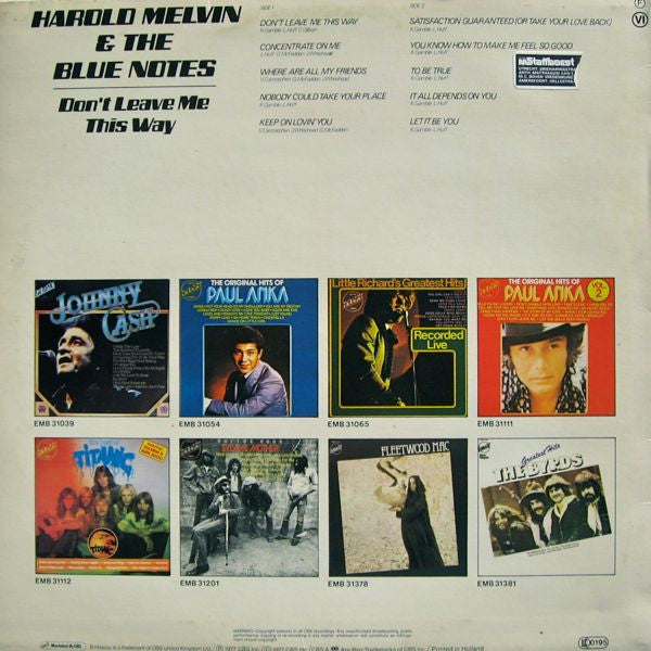 Harold Melvin And The Blue Notes : Don't Leave Me This Way (LP, Comp)