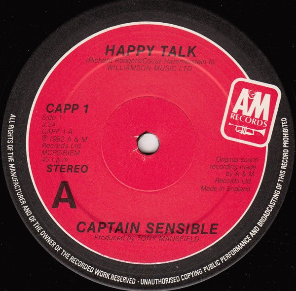Captain Sensible : Happy Talk (12", Single)