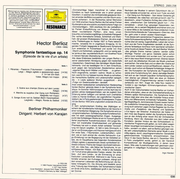 Hector Berlioz · Berliner Philharmoniker · Herbert von Karajan : Symphonie Fantastique (LP, Album, RE)