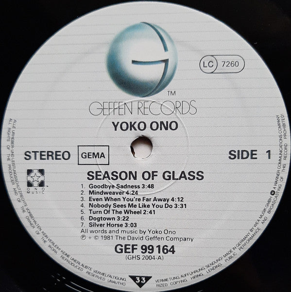 Yoko Ono : Season Of Glass (LP, Album)