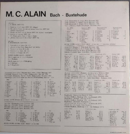 Marie-Claire Alain - Johann Sebastian Bach / Dieterich Buxtehude : Johann Sebastian Bach - Dietrich Buxtehude (LP, Album)