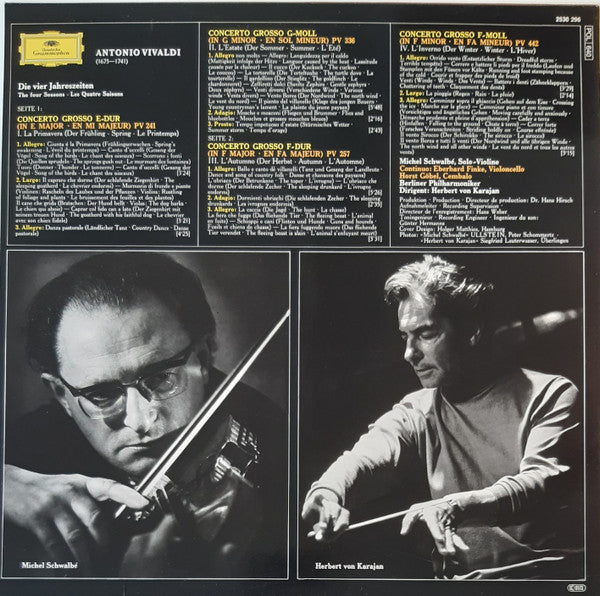 Antonio Vivaldi / Michel Schwalbé • Berliner Philharmoniker • Herbert von Karajan : Le Quattro Stagioni (LP, RP)