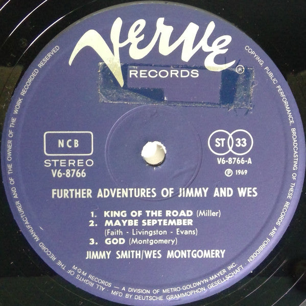 Jimmy Smith And Wes Montgomery : Further Adventures Of Jimmy And Wes (LP, Album)
