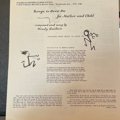 Woody Guthrie : Songs To Grow On For Mother And Child (Volume 0) (10")