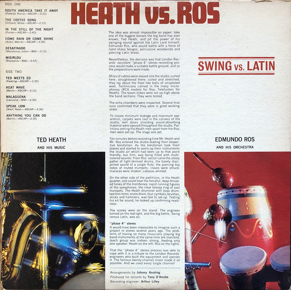 Ted Heath And His Music, Edmundo Ros & His Orchestra : Heath Vs. Ros - Swing Vs. Latin (LP, Album, Lam)