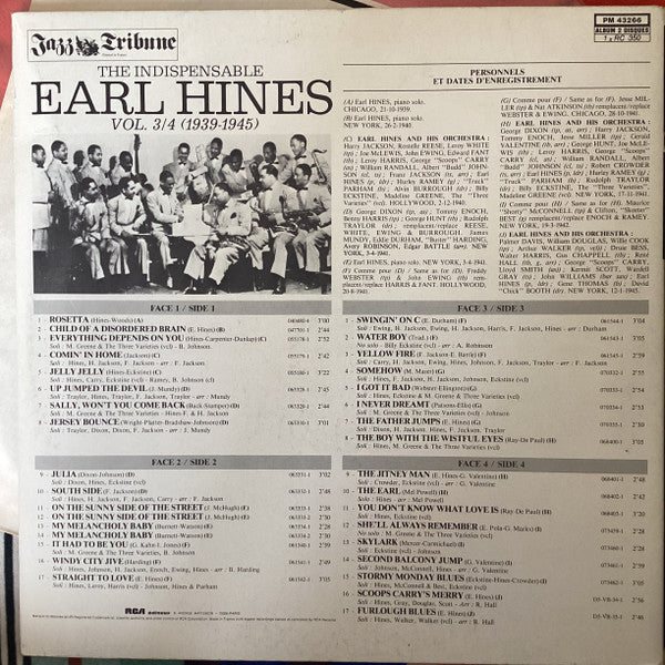 Earl Hines : The Indispensable Earl Hines Vol 3/4 (1939-1945) (2xLP, Comp, Gat)