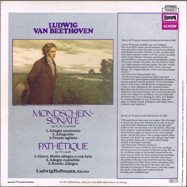 Ludwig van Beethoven, Ludwig Hoffmann : Mondschein Sonate / Pathétique (LP, Comp)