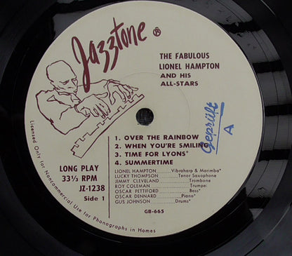 Lionel Hampton All Stars : The Fabulous Lionel Hampton And His All-Stars (LP, Album, Mono)