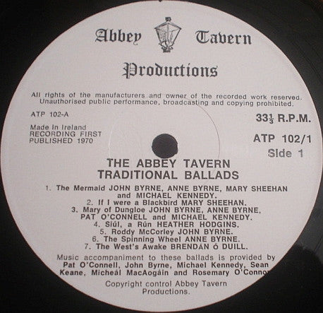 The Abbey Tavern Singers : The Abbey Tavern Howth, Dublin: Traditional Ballads (LP, Pri)