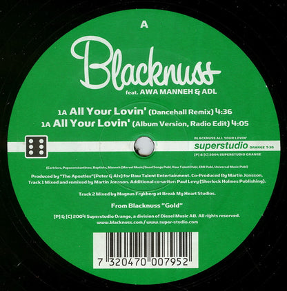 Blacknuss : All Your Lovin' / Dinah (12")