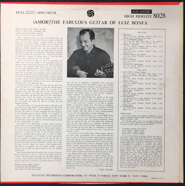 Luiz Bonfá : ¡Amor! The Fabulous Guitar Of Luiz Bonfa (LP, Album, Mono)