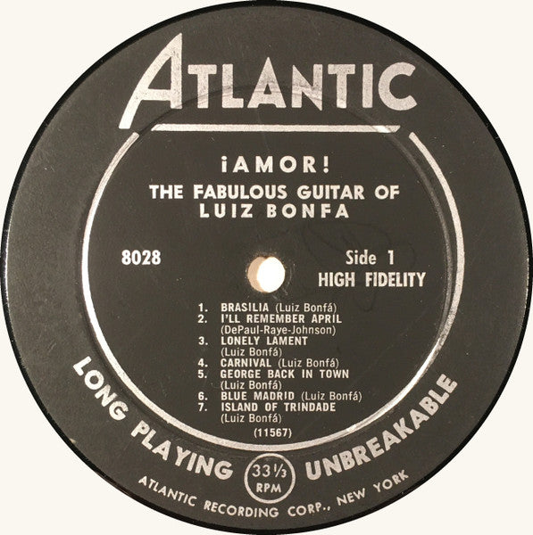 Luiz Bonfá : ¡Amor! The Fabulous Guitar Of Luiz Bonfa (LP, Album, Mono)