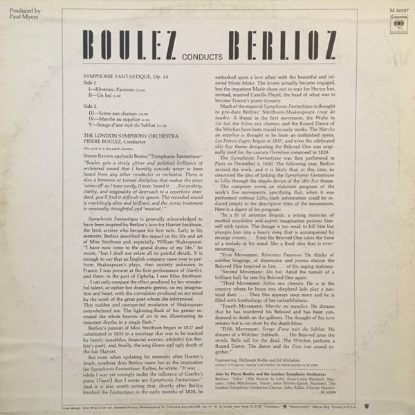 Pierre Boulez Conducts Hector Berlioz, London Symphony Orchestra : Symphonie Fantastique (LP, Album)