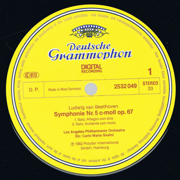 Ludwig van Beethoven – Los Angeles Philharmonic Orchestra, Carlo Maria Giulini : Symphony No. 5 (LP)
