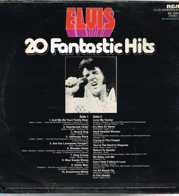 Elvis Presley : 20 Fantastic Hits (LP, Comp, Club)