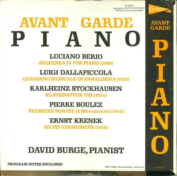 Various : Avant Garde Piano (LP, Album)