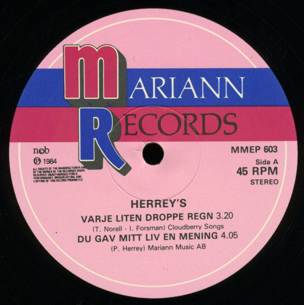 The Herrey's : Varje Liten Droppe Regn (12", EP, Maxi)