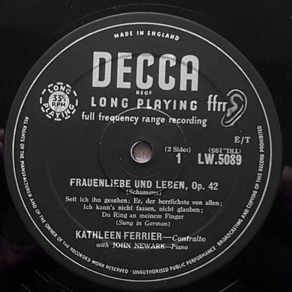 Kathleen Ferrier With John Newmark :  Schumann Frauenliebe Und Leben, Op. 42 (10", Mono)