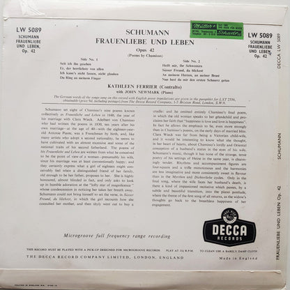 Kathleen Ferrier With John Newmark :  Schumann Frauenliebe Und Leben, Op. 42 (10", Mono)