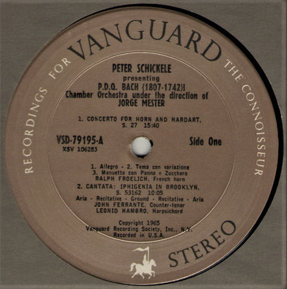 Peter Schickele : Peter Schickele Presenting P.D.Q. Bach (1807-1742)? Chamber Orchestra Under The Direction Of Jorge Mester (LP, Album)