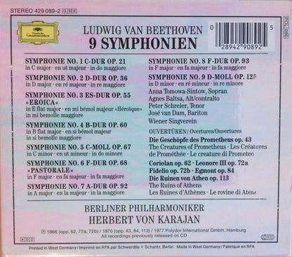 Ludwig van Beethoven - Berliner Philharmoniker, Herbert von Karajan : 9 Symphonien (6xCD, RE, RM + Box, Comp, Sli)