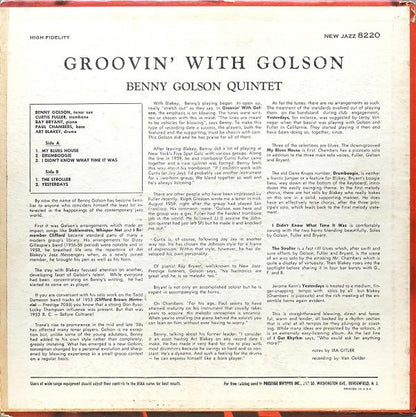 Benny Golson : Groovin' With Golson (LP, Album, Mono, Mic)