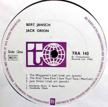 Bert Jansch : Jack Orion (LP, Album, Mono, RP)