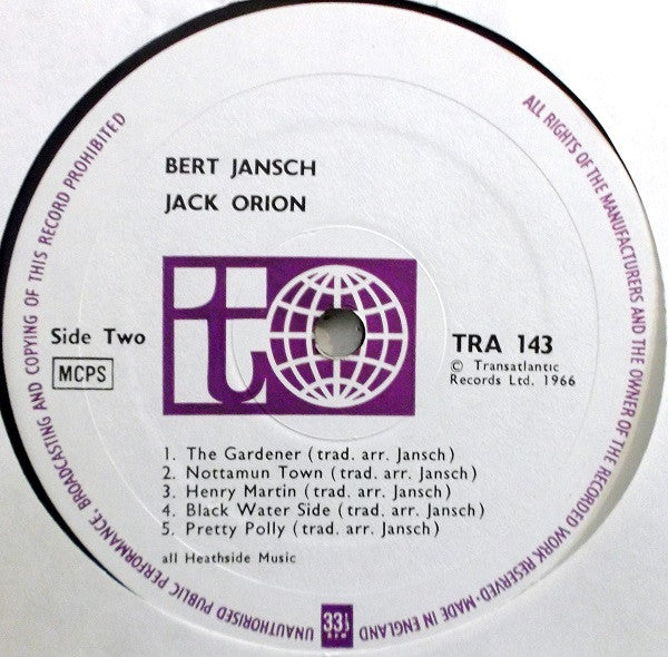 Bert Jansch : Jack Orion (LP, Album, Mono, RP)