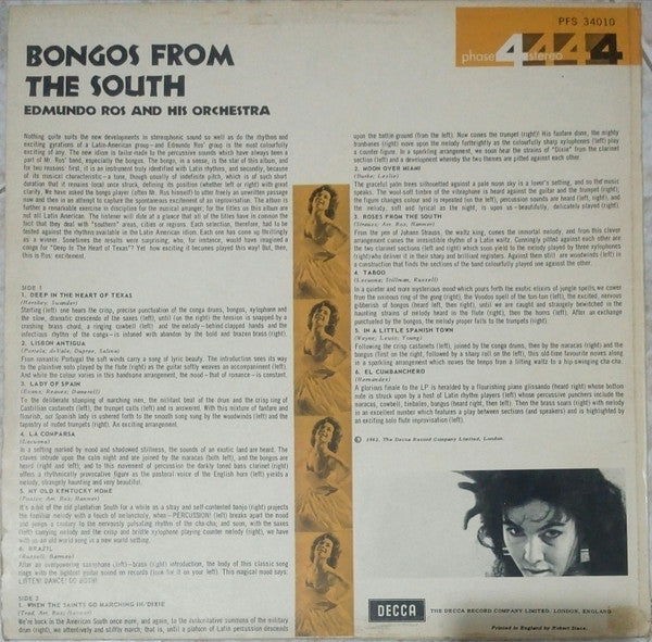 Edmundo Ros & His Orchestra : Bongos From The  South (LP, Album)
