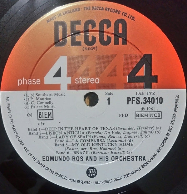 Edmundo Ros & His Orchestra : Bongos From The  South (LP, Album)