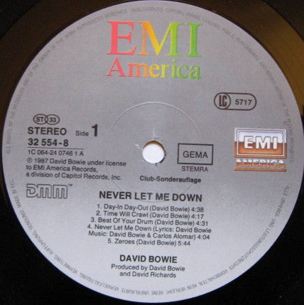 David Bowie : Never Let Me Down (LP, Album, Club)