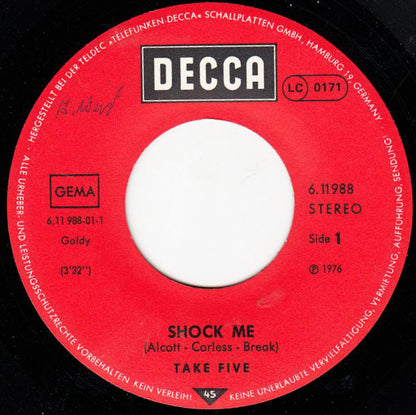 Take Five (7) : Shock Me (7", Single)