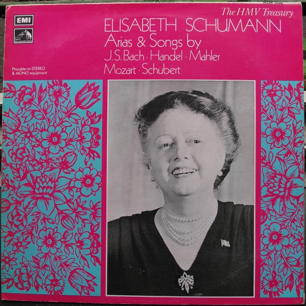 Elisabeth Schumann : Arias & Songs By J.S. Bach · Handel · Mahler · Mozart · Schubert (LP, Comp, Mono, RE, RP)
