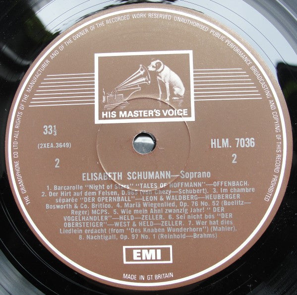 Elisabeth Schumann : Arias & Songs By J.S. Bach · Handel · Mahler · Mozart · Schubert (LP, Comp, Mono, RE, RP)