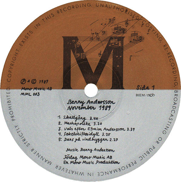 Benny Andersson : November 1989 (LP, Album)