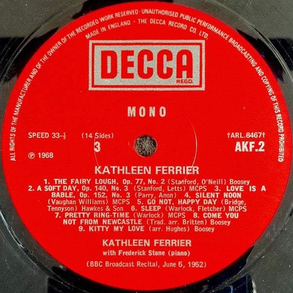 Kathleen Ferrier : Kathleen Ferrier (7xLP, Comp, Mono + Box)