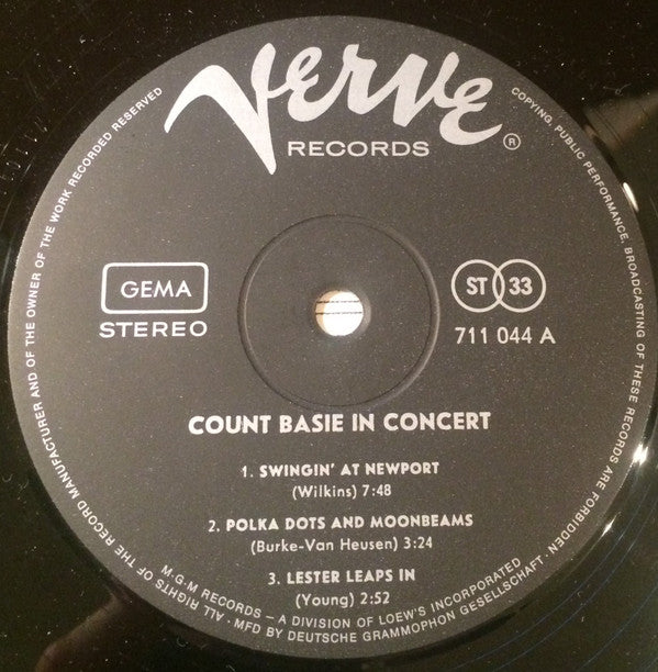 Count Basie : In Concert (LP, Album, RE)