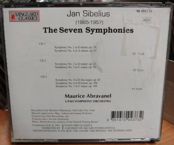 Jean Sibelius, Maurice Abravanel, Utah Symphony Orchestra : The Seven Symphonies (3xCD, Album, RE)