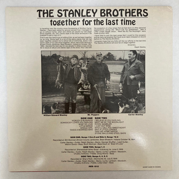 The Stanley Brothers : Together For The Last Time (LP, RE)